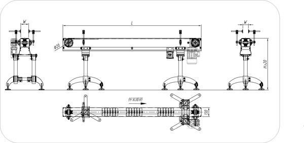 單列鏈板輸送機示意圖 單列鏈板輸送機示意圖