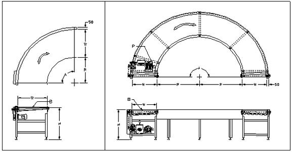 轉(zhuǎn)彎式皮帶輸送機(jī)示意圖紙 轉(zhuǎn)彎式皮帶輸送機(jī)示意圖紙